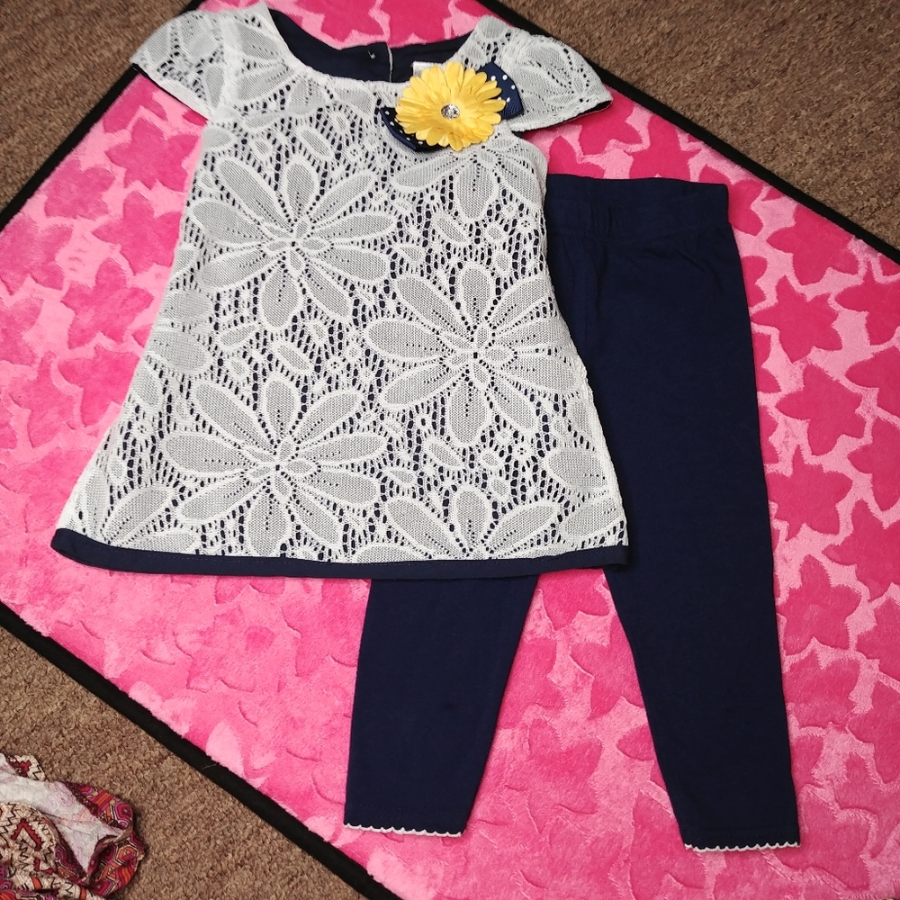 Sweet Heart Rose |2pc Dress & legging set lace 2T